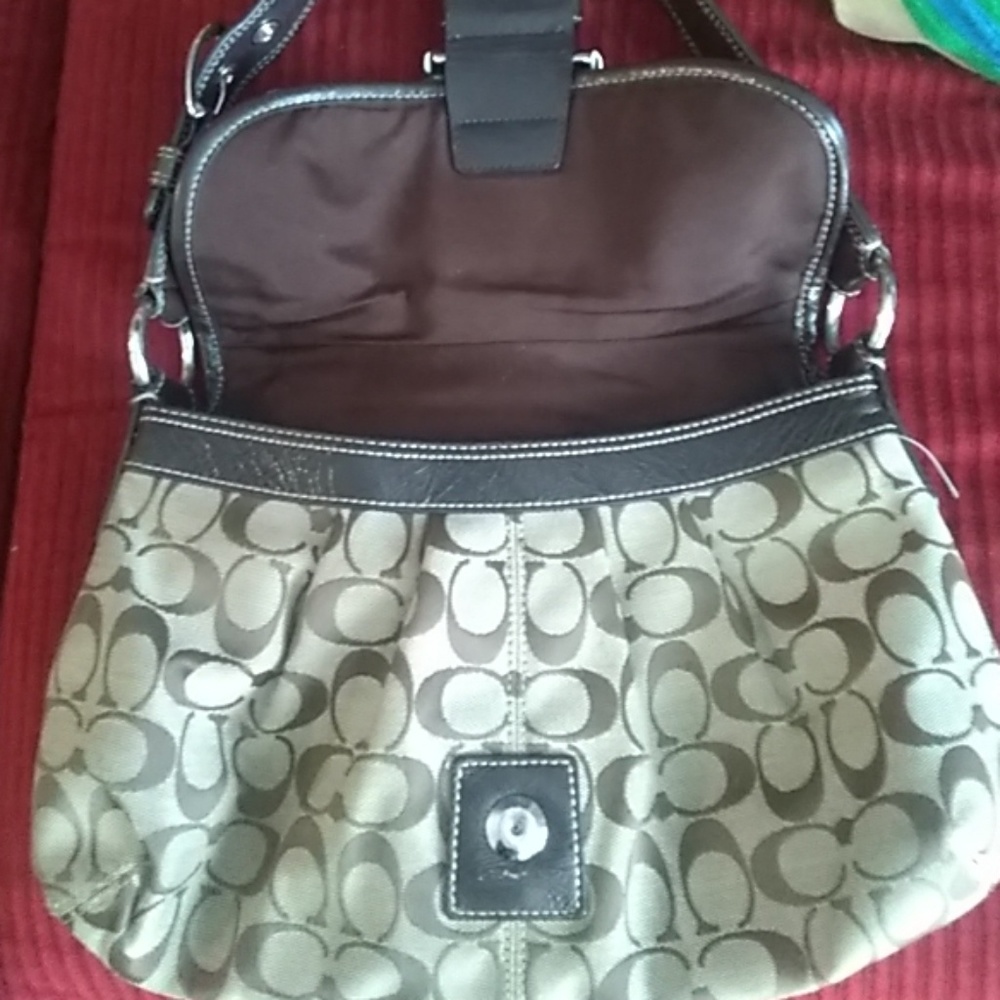 A Coach shoulder bag.